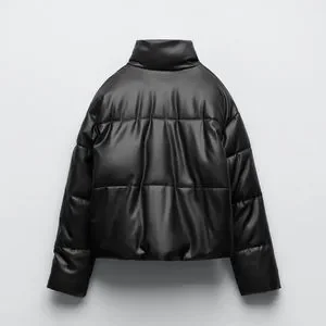 Zara | Jackets & Coats | Zara Leather Quilted Cropped Puffer